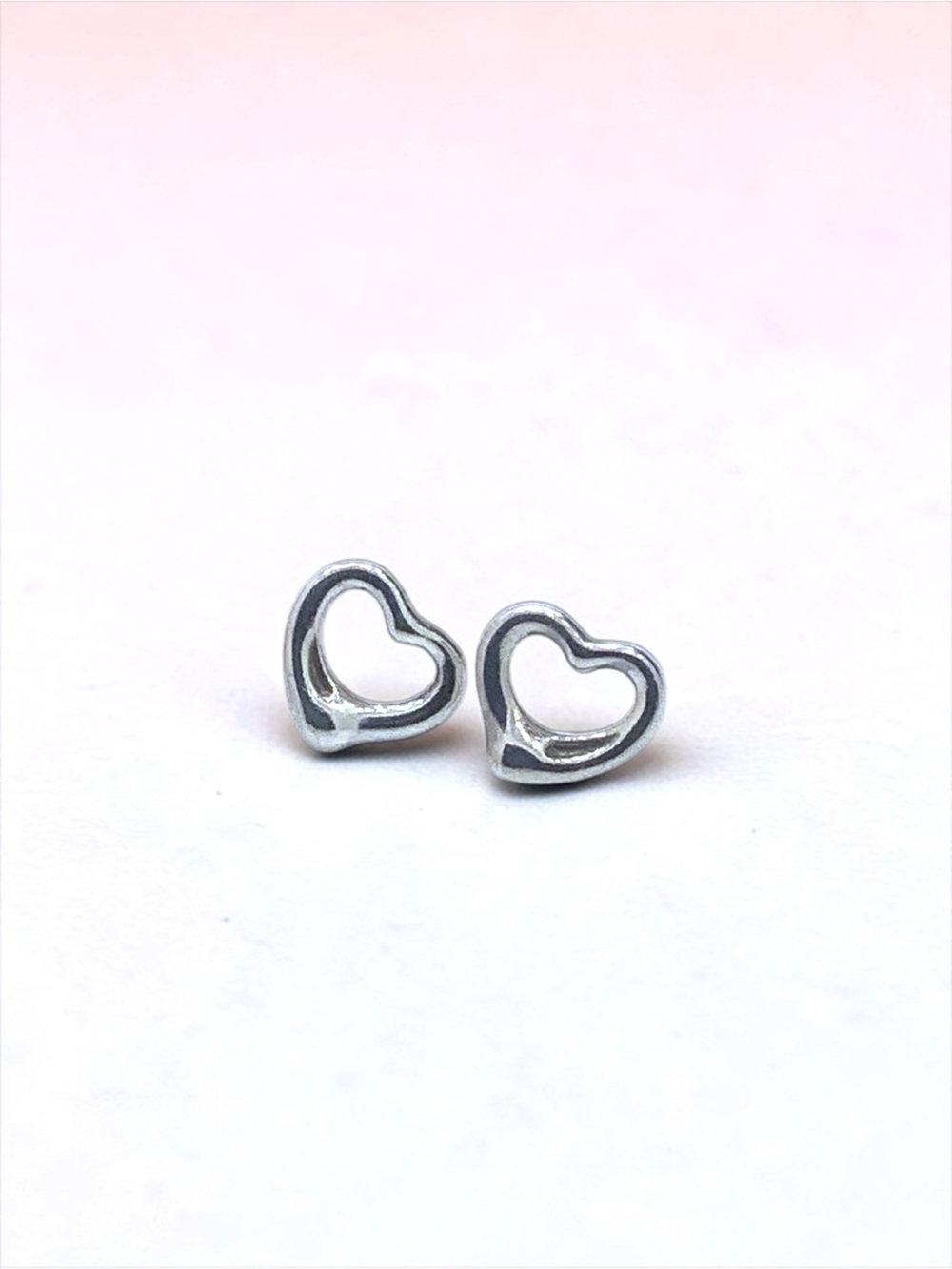 Tiffany & Co. Elsa Peretti Open Heart Stud Earrings Sterling Silver 925 Spain